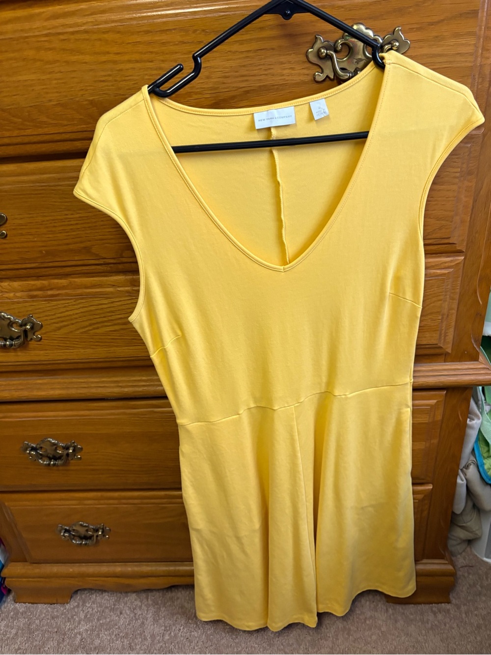 New York & Company Bright Yellow V-Neck Top